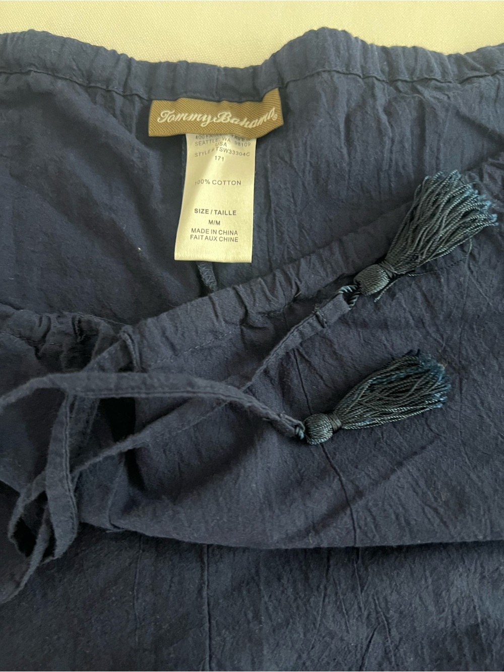 Tommy Bahama Navy Drawstring Wide-Leg Pants 100% cotton - Picture 4 of 10